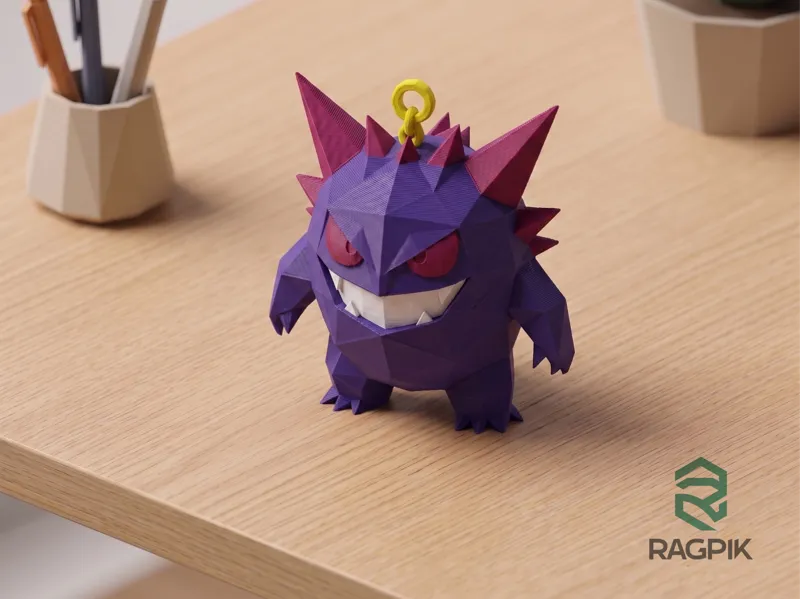 Low Poly Gengar Pokémon Keychain