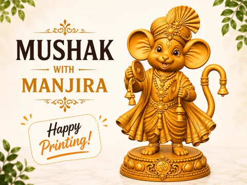 Letrero o emblema decorativo: Mushak with Manjira — referencia de MakerWorld