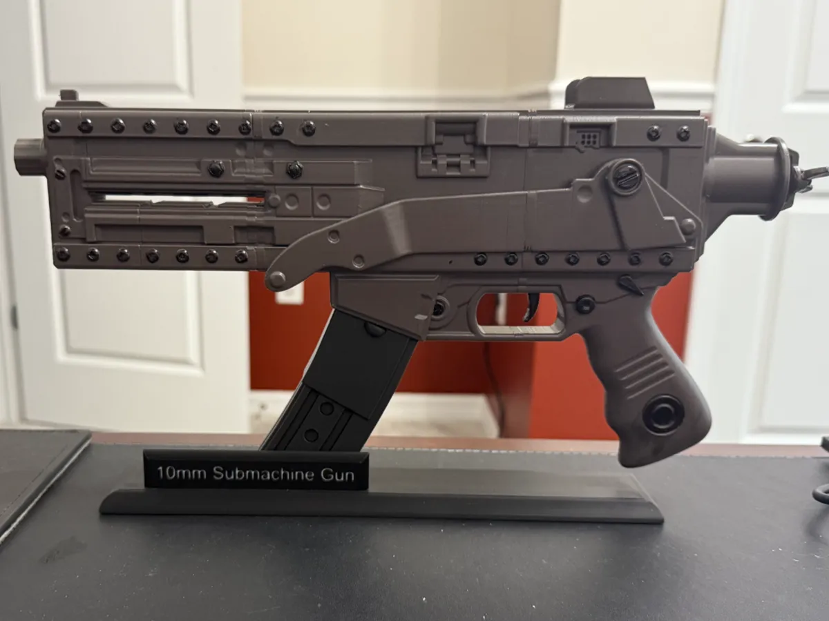 Fallout 3 10mm SMG Stand - Free 3D Print Model - MakerWorld