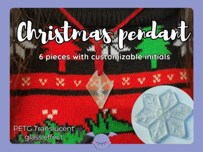Split Snowflake Pendant with Initials - Christmas