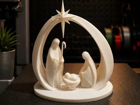 Letrero o emblema decorativo: Presépio Minimalista - holy family nativity scene — referencia de MakerWorld