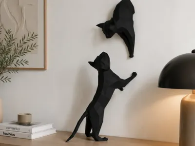 figurine double chat - design et moderne