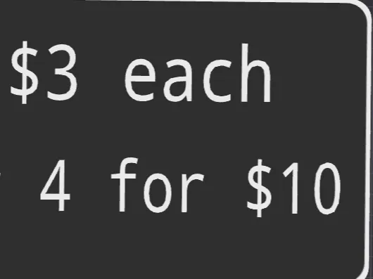 Sale sign $3 