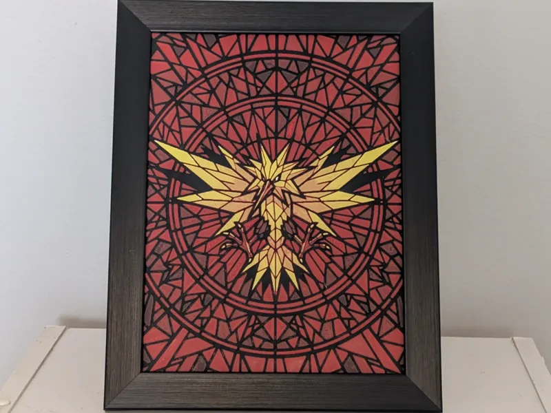 Stained Glass Zapdos - 6x8 Hueforge - Pokemon