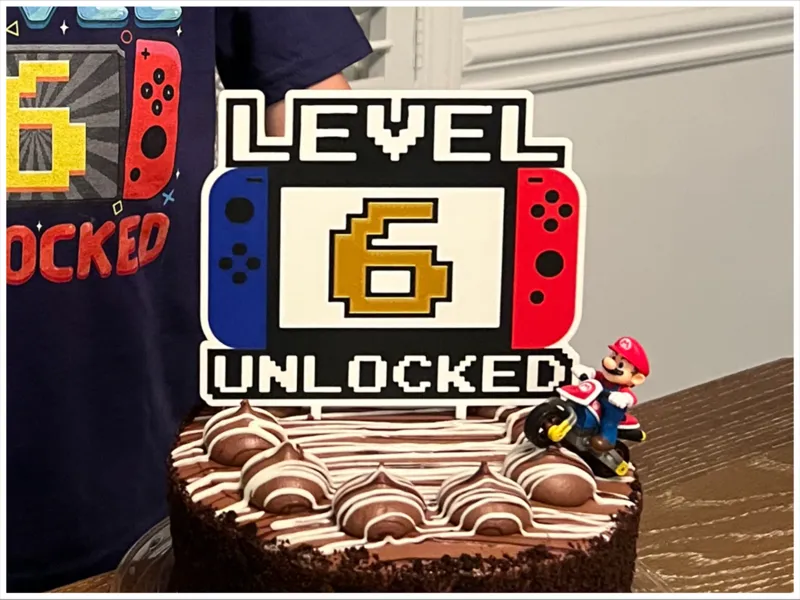 Birthday Cake Topper Nintendo Switch Level Up 1-9