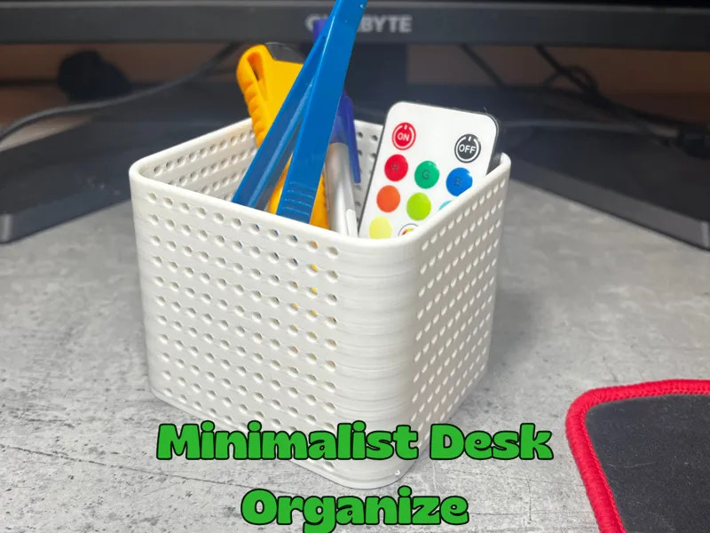 Minimalist Desk Organizer – Perforated Storage Box