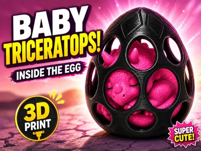 Baby Triceratops Egg - Cute Sleeping Dino Inside