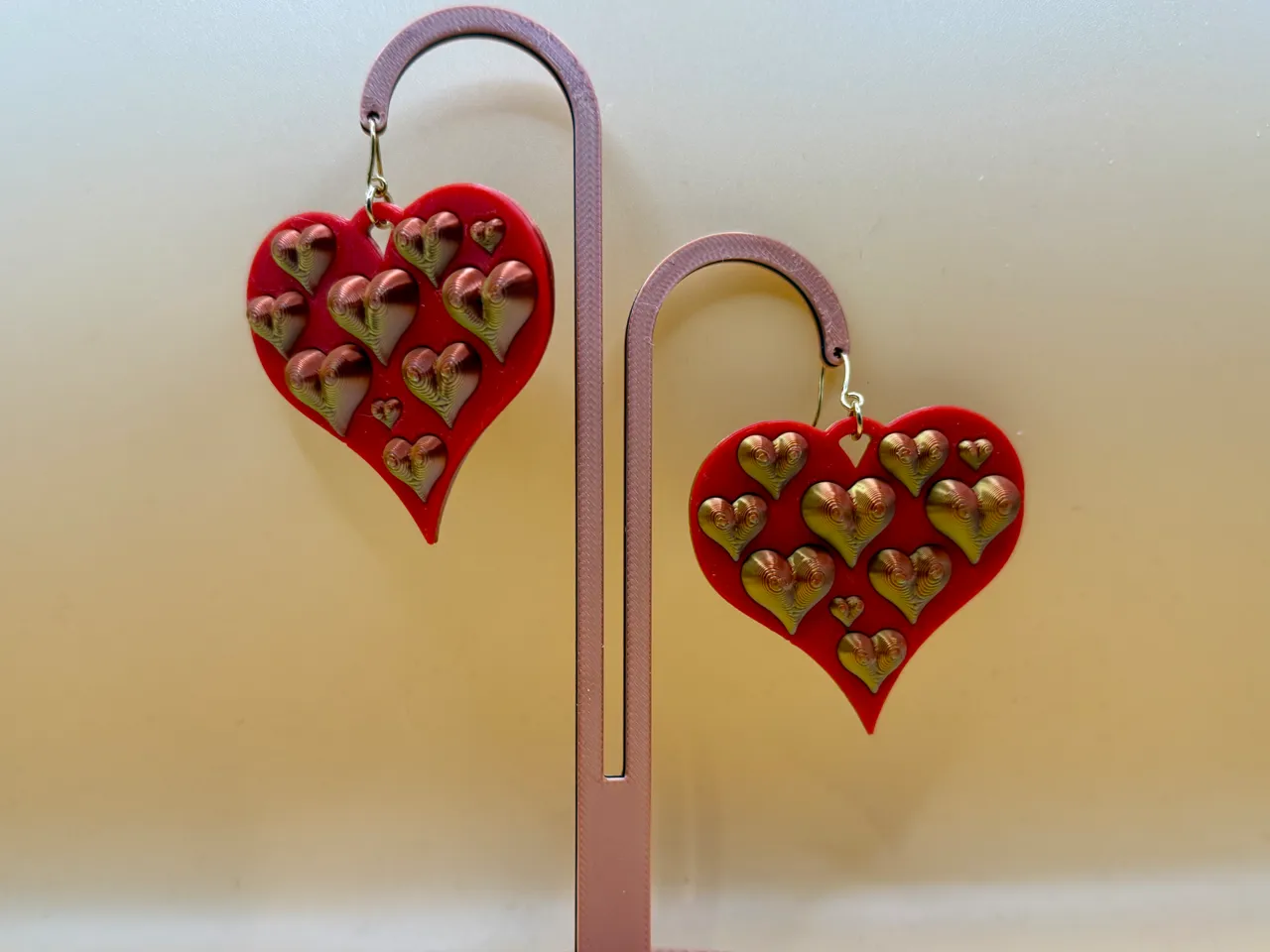 Heart in heart earrings view 2