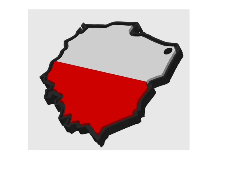 Poland keychain, Polish outline with flag