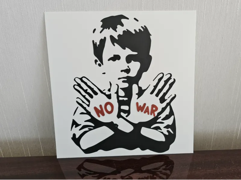NO WAR boy sign streetart graffitty stencil style