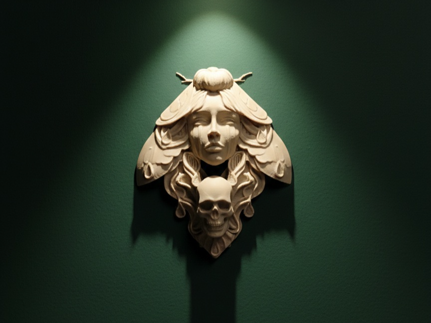 Moth Maiden - Gothic Wall Relief Stummes Echo