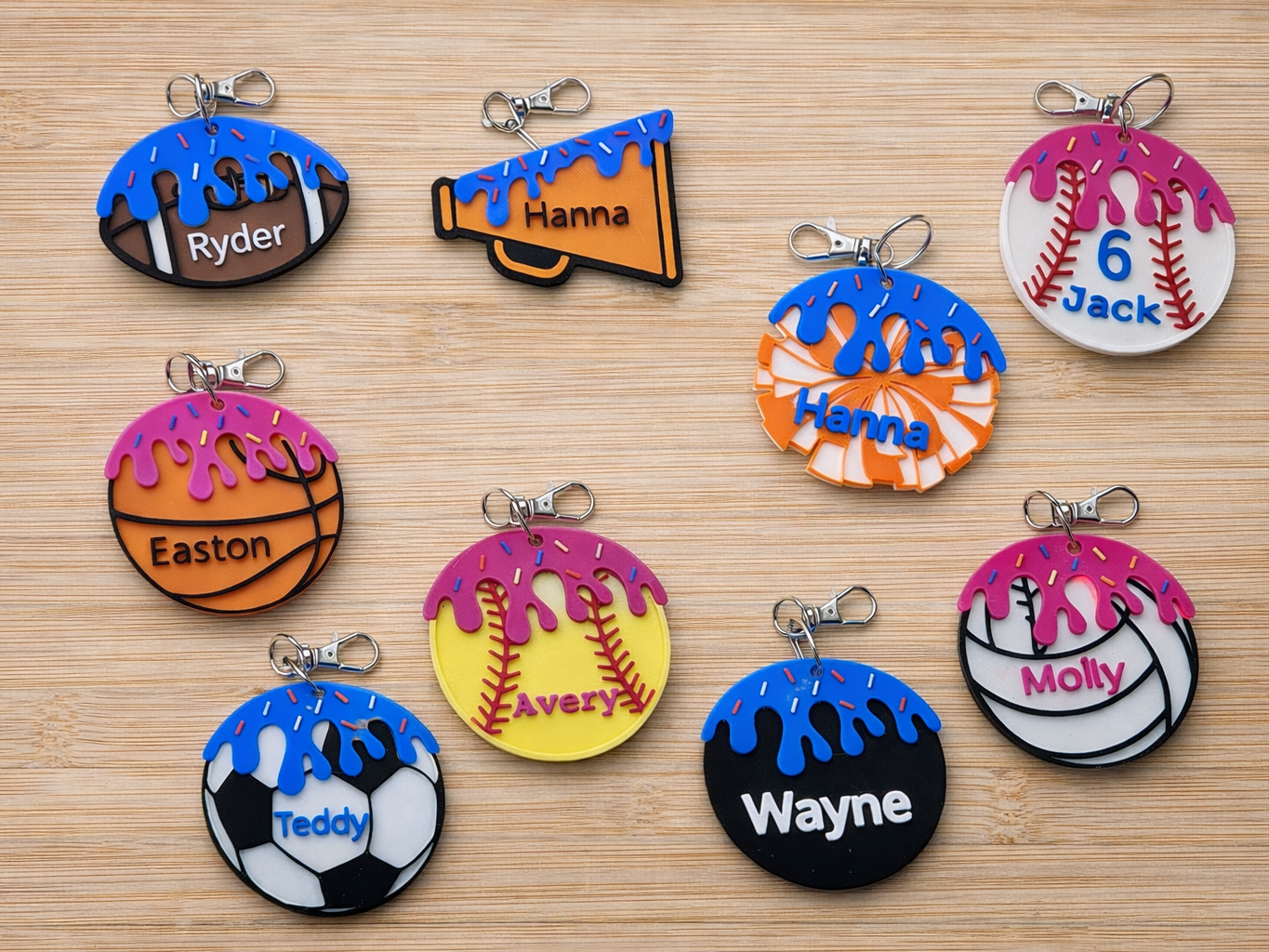 Customizable Sports Drip Keychains