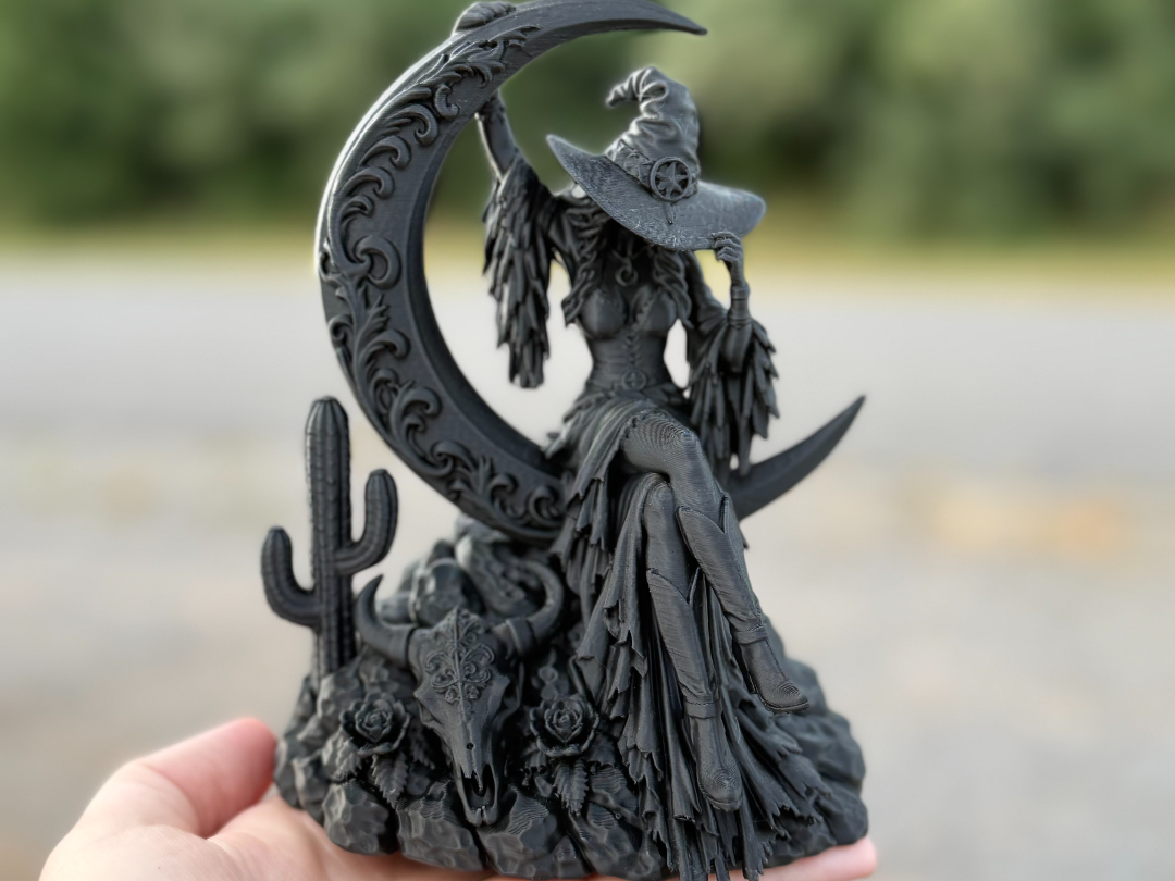 Western Witch on Moon - 3D printed Decor, in stock in India