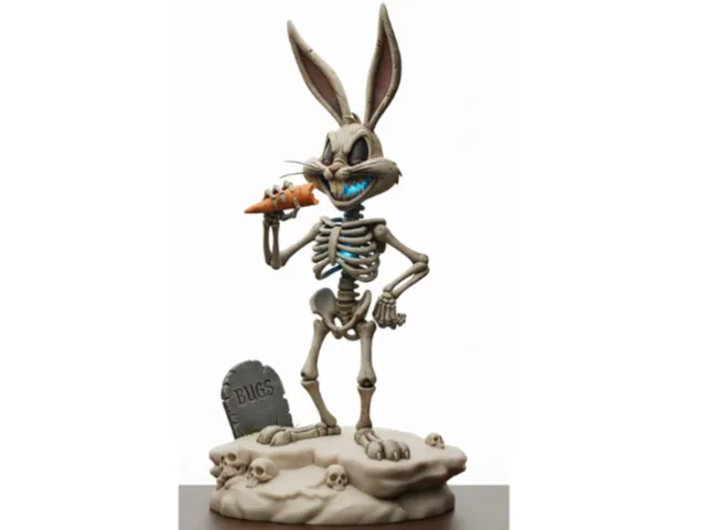 Skeleton Bunny holding a carrot
