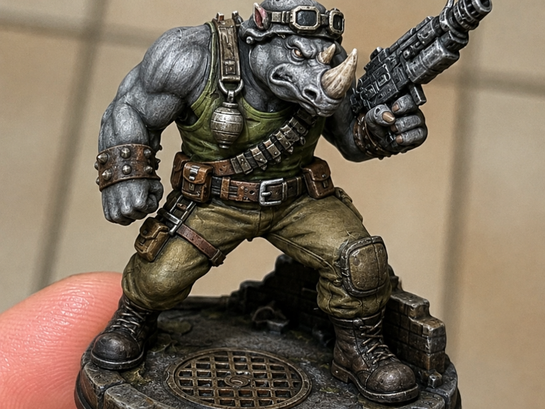 figurine rocksteady tortue ninja tmnt 40mm 3D model