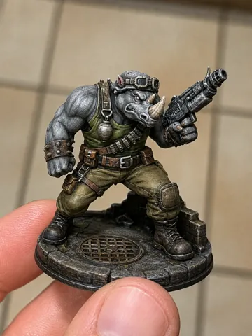 Figura decorativa: figurine rocksteady tortue ninja tmnt 40mm — vista de referencia 2