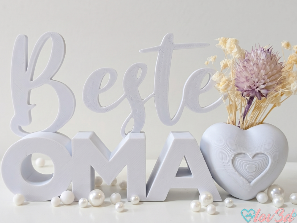 "Beste Oma" Heart Vase & Decorative Sign