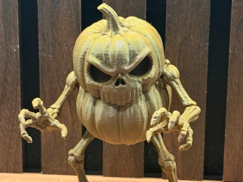 Figura decorativa: Skeleton Pumpkin Halloween Figure — referencia de MakerWorld