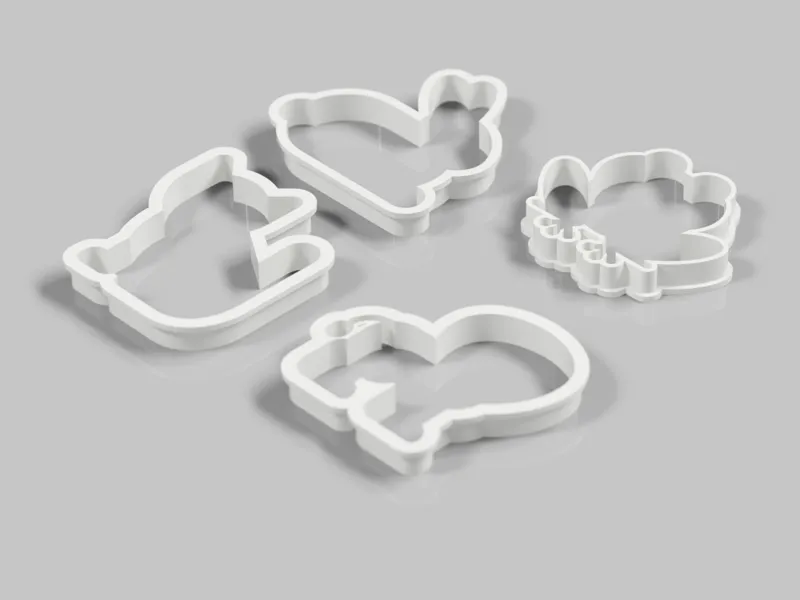 Cookie Cutter Animals, frog, cat, lion and rabbit