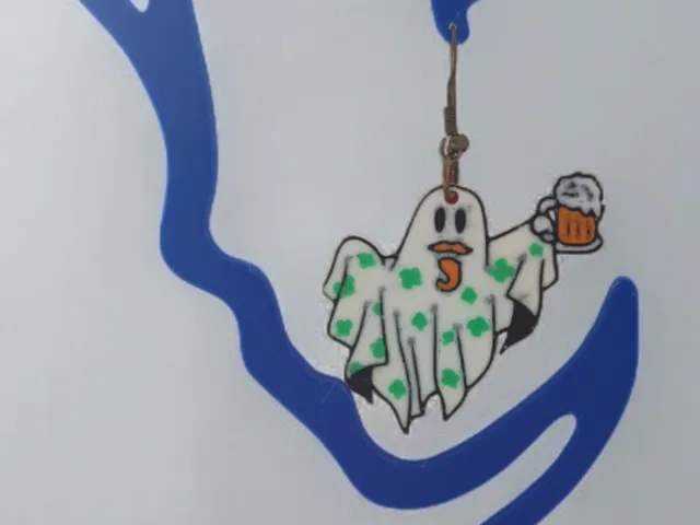 Multicolor St. Patrick's Ghost Cheers Earrings