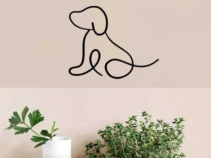Art mural chien en ligne épurée