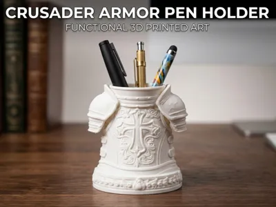 Pen holder with cross-pattern armor design