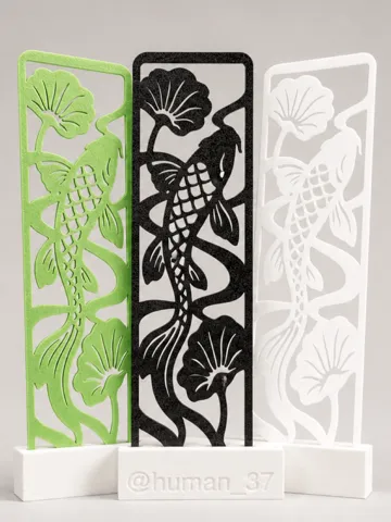 Accesorio de lectura: Koi and Lotus Bookmark | One-Color Print — vista de referencia 2