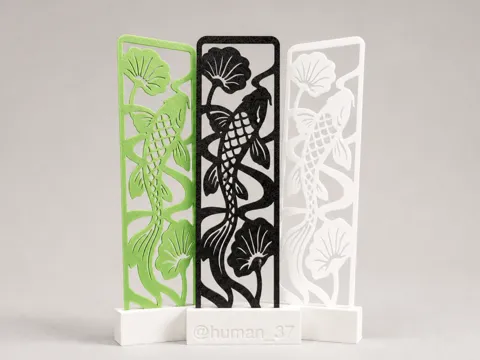 Accesorio de lectura: Koi and Lotus Bookmark | One-Color Print — referencia de MakerWorld