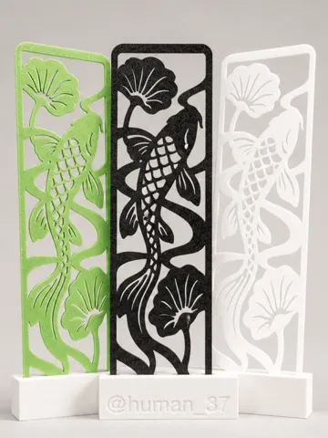 Accesorio de lectura: Koi and Lotus Bookmark | One-Color Print — vista de referencia 3