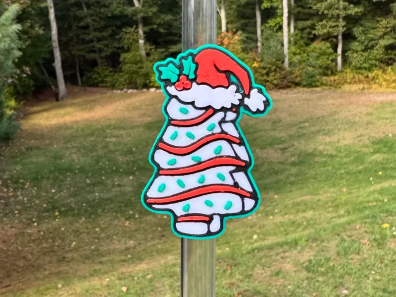 Christmas Cake With Santa Hat Straw Topper/Charm