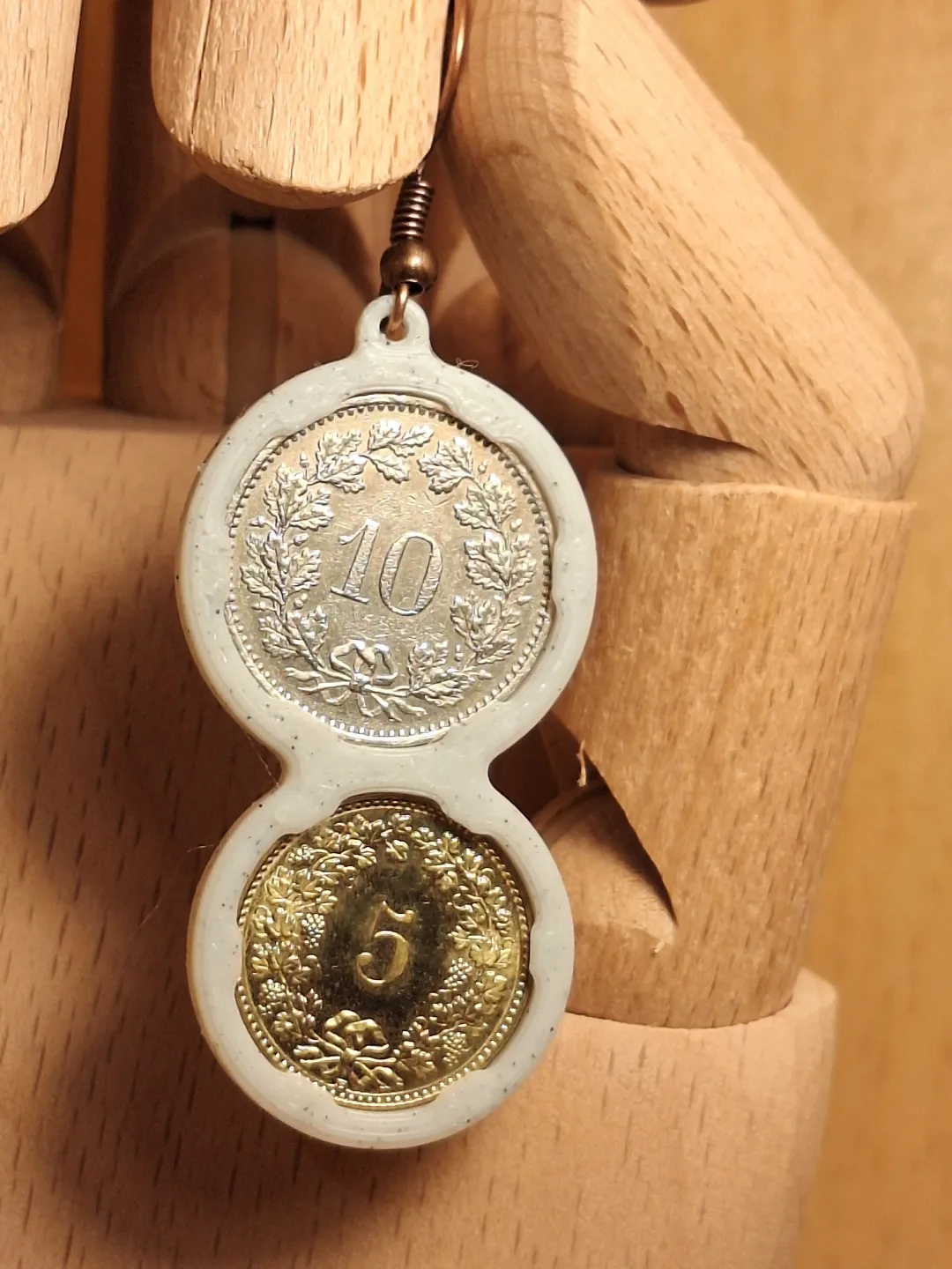 Swiss Franc earring view 3