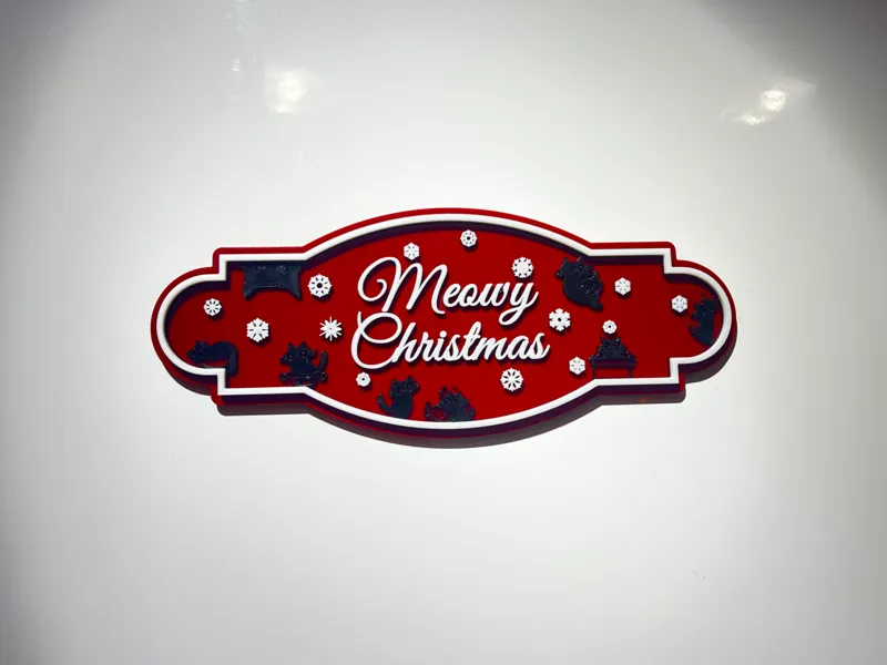 Meowy Christmas – Multi-Color Holiday Wall Sign