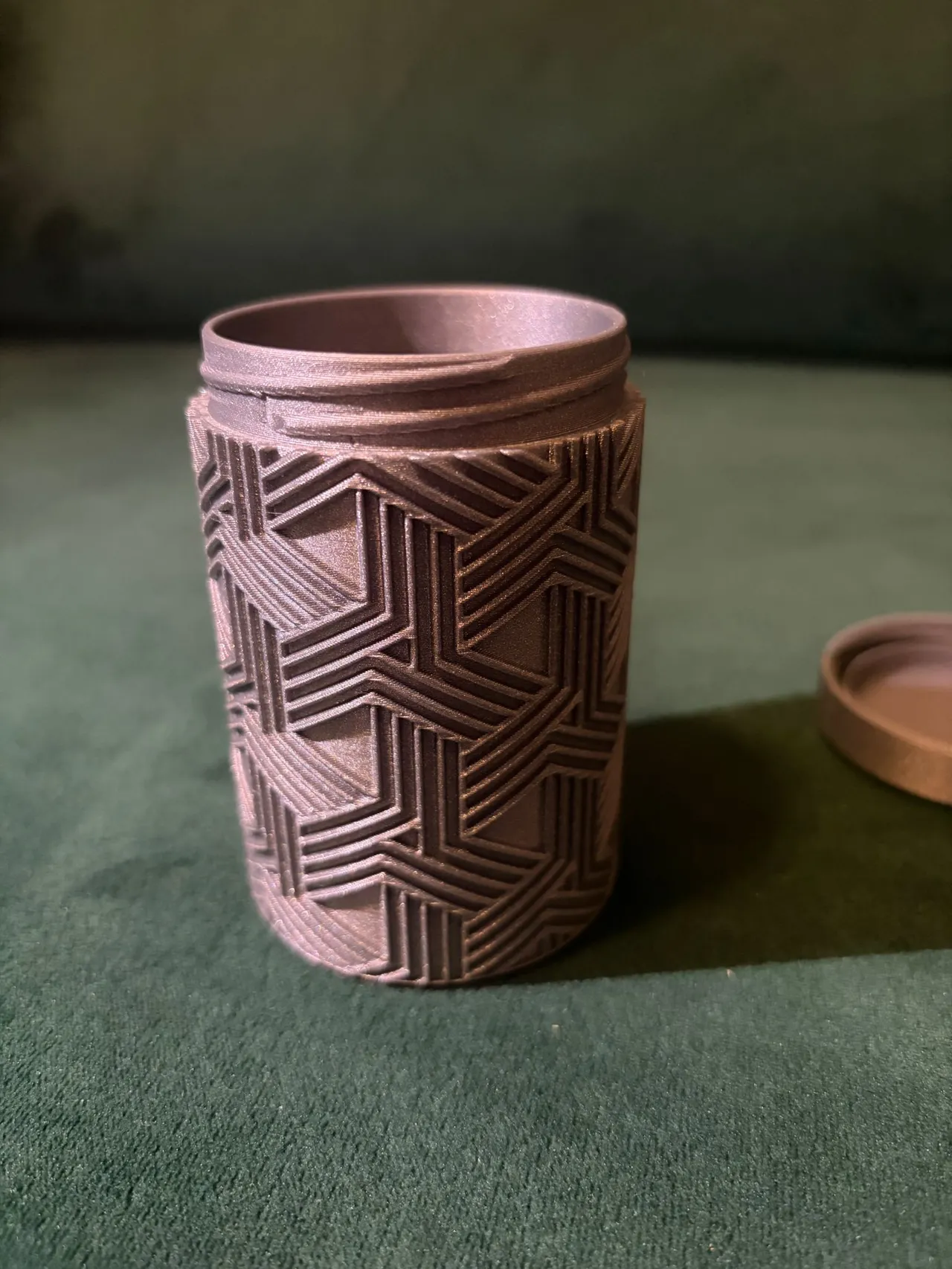 Embossed Jar (qtip? Pills? Earrings? Dices?) view 3