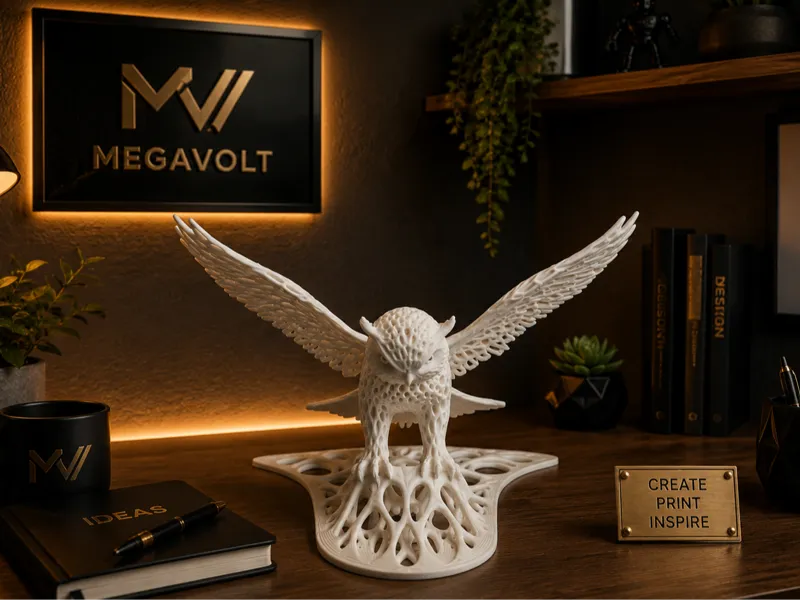 Majestätische Eule – Organische 3D-Kunst