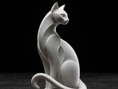 Minimalistic Geometric Cat Sculpture