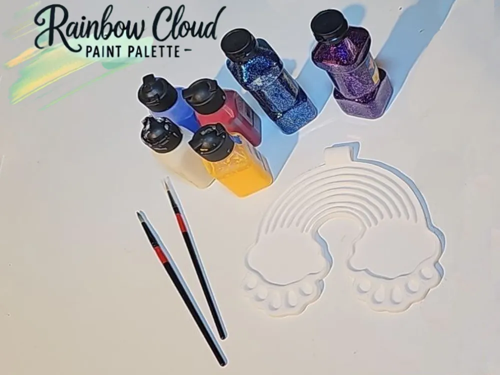 Rainbow Cloud Paint Palette - Free 3D Print Model - MakerWorld
