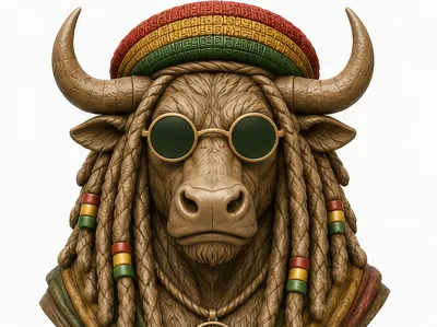Rasta Bull Bust – Decorative Painted Sculpture