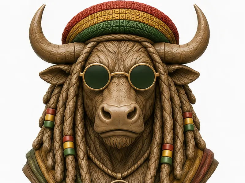 Rasta Bull Bust – Decorative Painted Sculpture