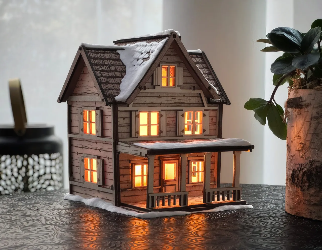 Winter Cottage LED Lamp view 4