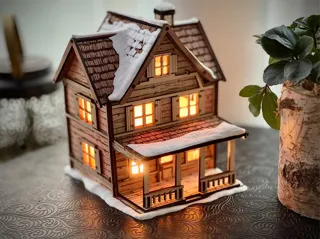 Winter Cottage LED Lamp