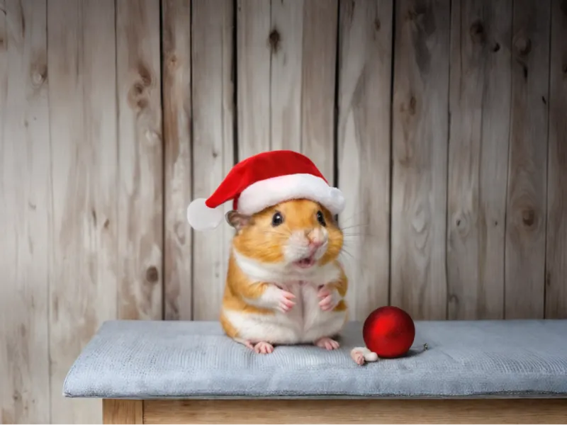 Mouse with Christmas Hat