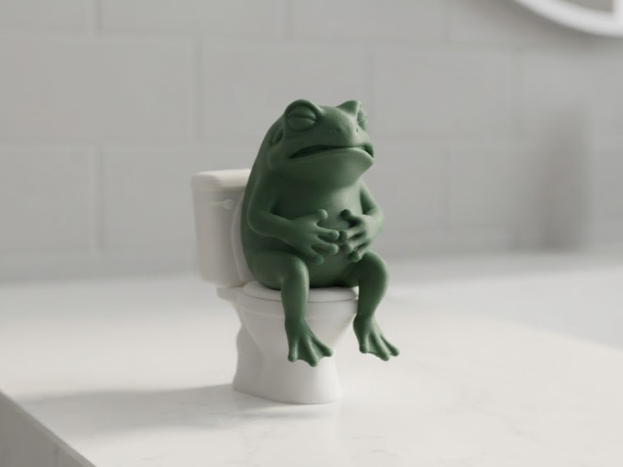Frog pushing poop