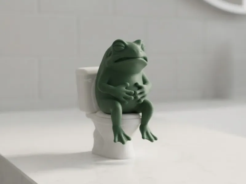 Frog pushing poop