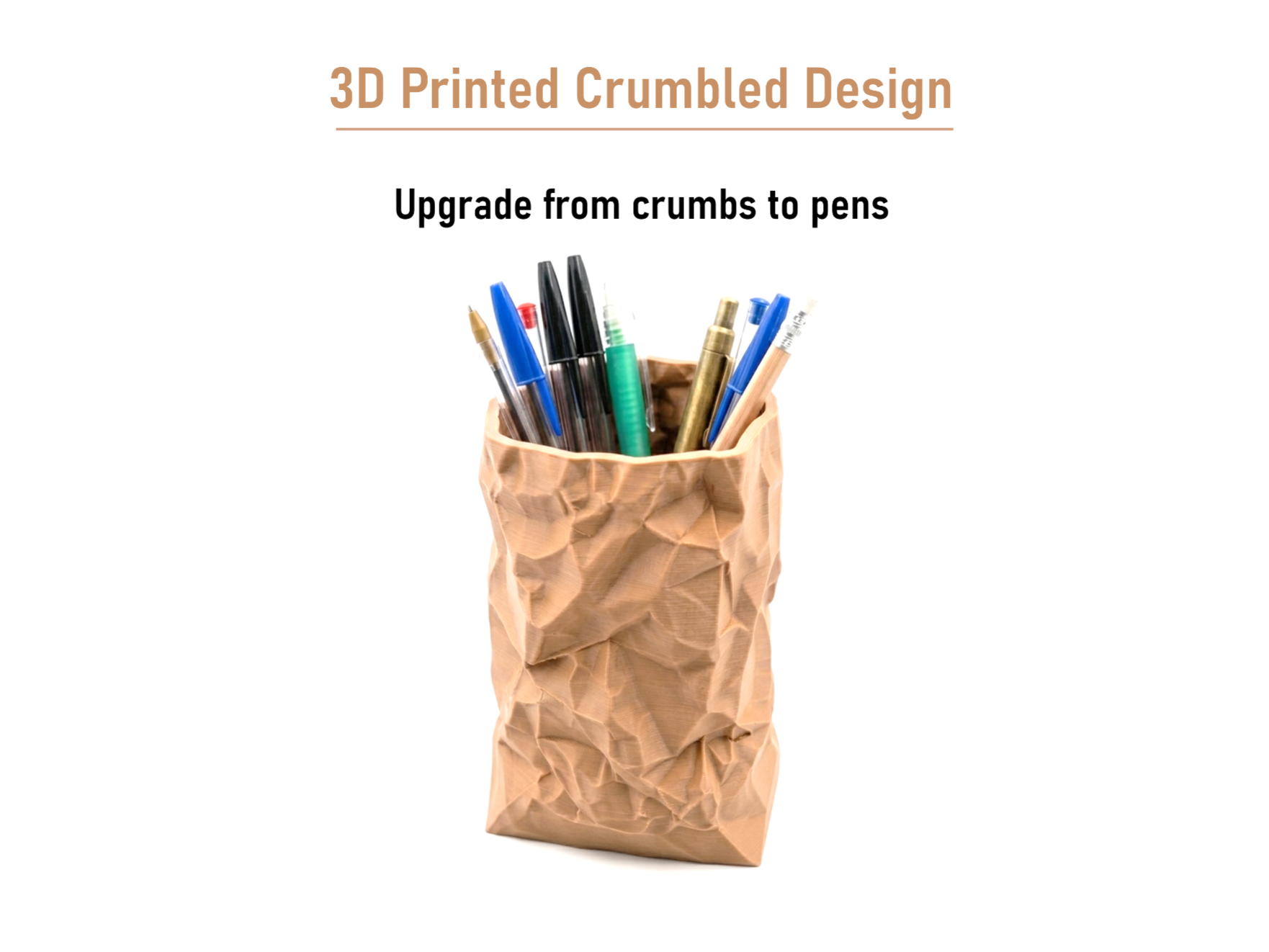 Crumpled Paper Bag - Pen holder Desk Organizer
