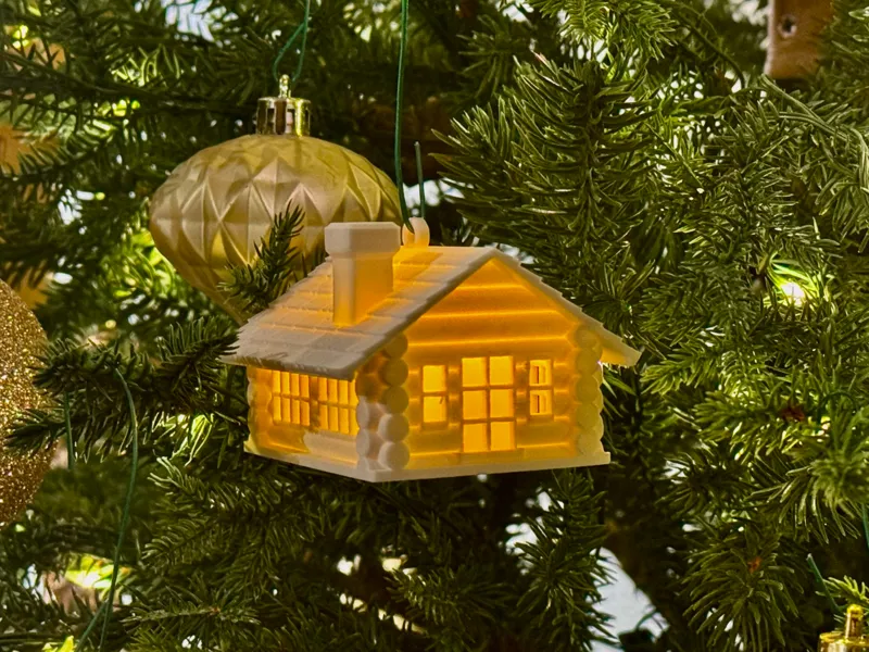 little log cabin tea light  Christmas ornament 