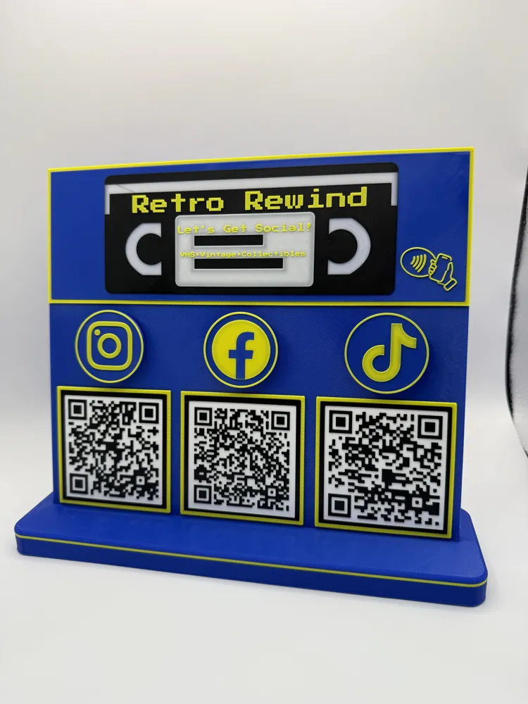 Customizable Qr Code Display Sign Pay and Socials - Free 3D Print Model ...