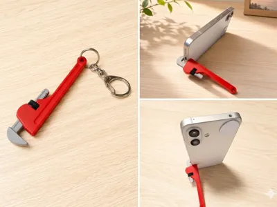 Mini Pipe Wrench Phone Holder & Keychain