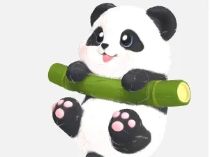 Cute Panda with Bamboo Perfect for Painting