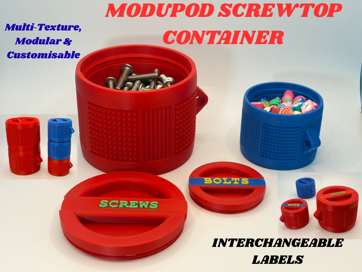 Miniatura 1 do modelo 3D modupod customizable screw top container