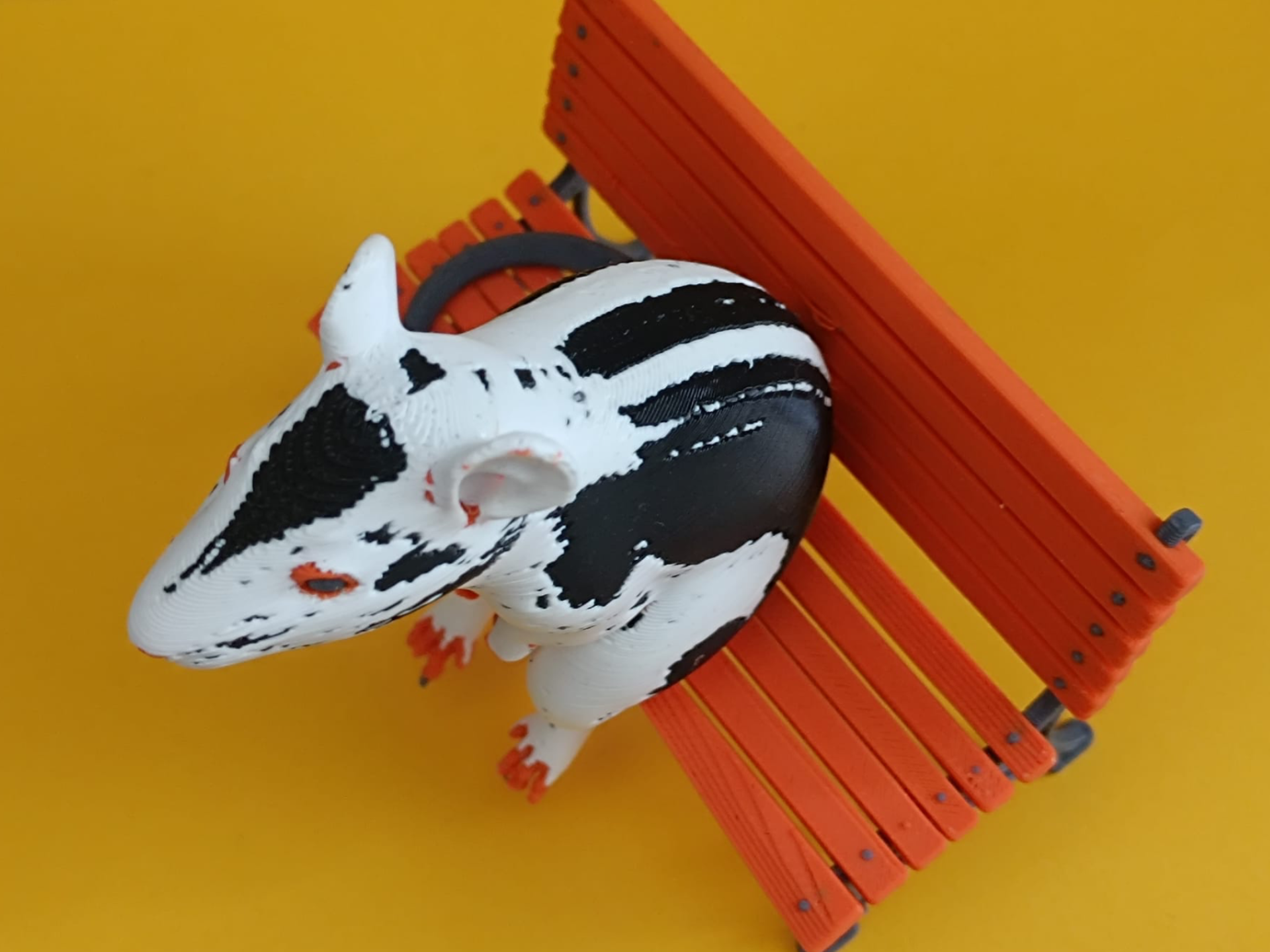 Rat Waiting on Bench miniature art model